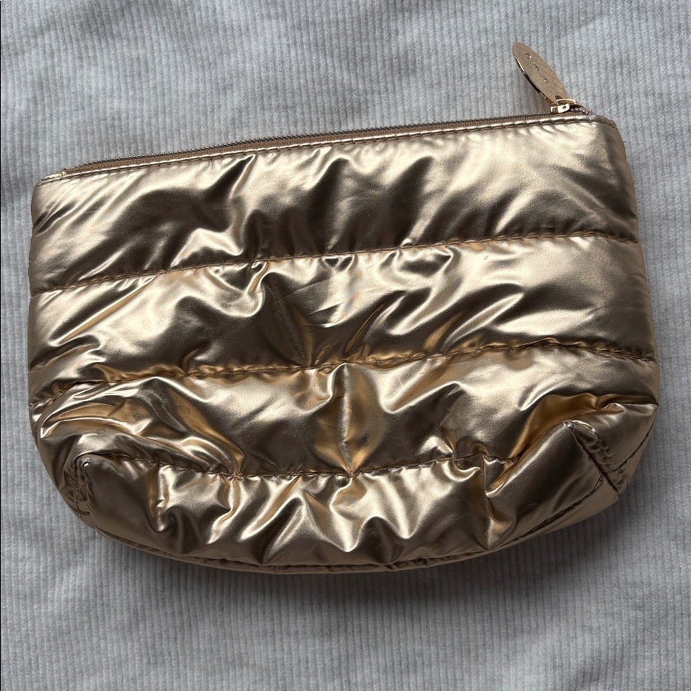 Shiny Gold Quilted Pouch Bag